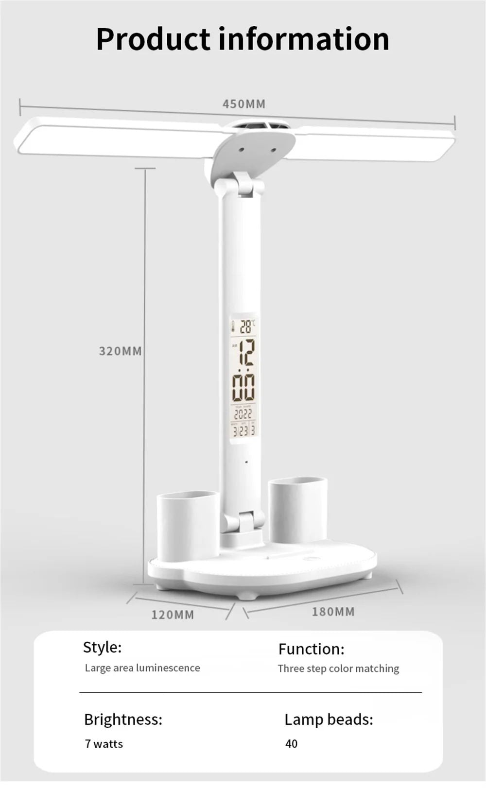lampe de bureau led avec dimensions 