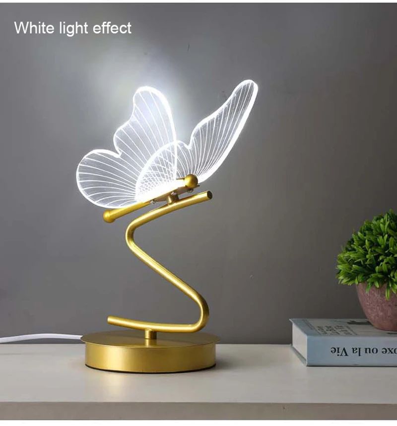 lampe de bureau papillon avec lumiere blanche