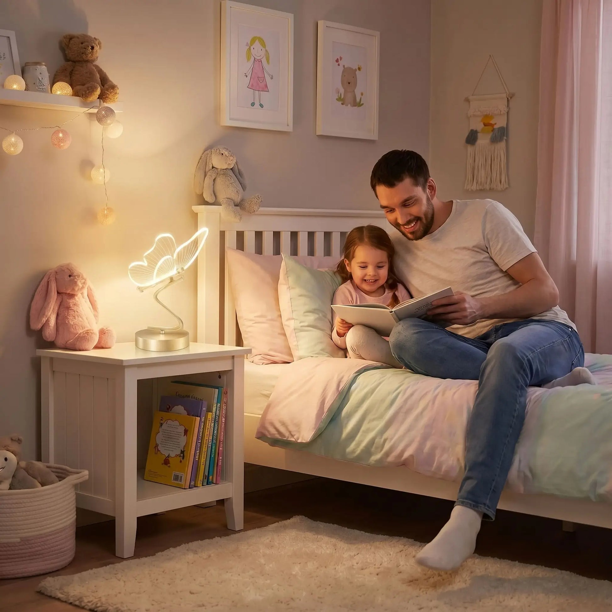 lampe de bureau pere lisant a sa fille